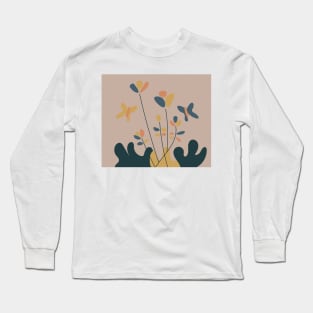 Butterflies in the Park, Minimalist Plant Art Long Sleeve T-Shirt